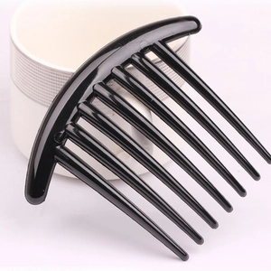 Classic 7-tooth black plastic hair side comb for elegant French hair styling and buns