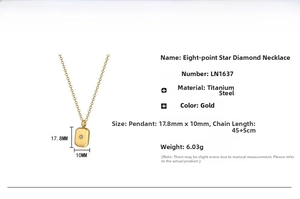 Detailed dimensions of the gold eight-pointed star pendant necklace made of titanium steel
