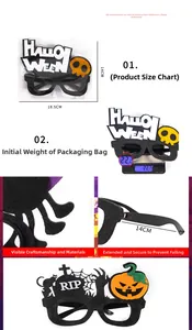 Dimensiones detalladas y peso de las monturas de gafas de Halloween con calavera y calabaza