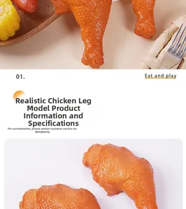 Macro detail of realistic 15cm roast chicken leg model with clear skin texture
