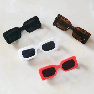 Trend square frame rectangle sunglasses in black, white, red, and tortoise shell colors