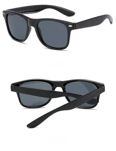 Detail view of black square sunglasses featuring 45-degree side and back folding angles