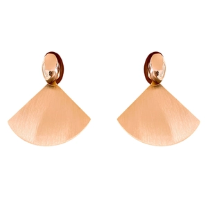 Elegant rose gold brushed fan-shaped earrings with polished oval studs for women