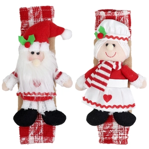 Christmas Santa and Mrs. Claus plush handle covers for fridge and microwave decor