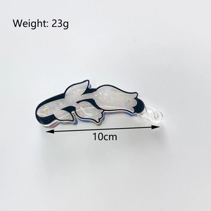 Iridescent white acrylic wave hair clip, weight 23g and length 10cm, minimalist accessory