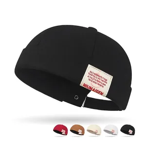 Retro Docker Hat Brimless Cap Cotton Polyester Adjustable Metal Buckle Letter Label Streetwear Hip Hop Unisex Miki Hat