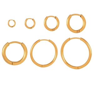 Gold Plated Titanium Stainless Steel Hoop Earrings Minimalist Geometric Round Circle Jewelry Daily Wear For Women Men