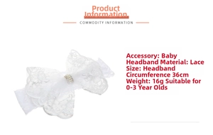 Specifications of white lace baby headband with pearls for toddlers aged 0 to 3 years