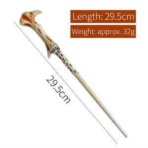 Detailed view of Lord Voldemort magic wand showing bone-like texture and 29.5cm length