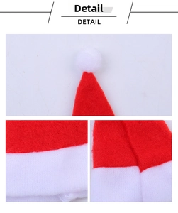 Detailed macro view showing the felt texture and white pom-pom of the mini Christmas hat