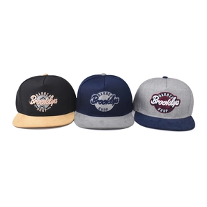Brooklyn embroidered flat brim baseball caps in three contrasting color combinations