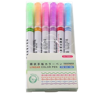 Set di 6 penne colorate a curva lineare con rullini per scrapbooking e decorazioni fai da te