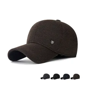 Herren Winter Baseballkappe Dicke Fleecegefütterte Twill Baumwolle Ohrenschutz Warm Verstellbare Winddichte Outdoor Sport Mütze