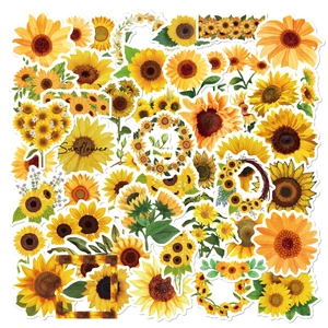 Sunflower Flower Stickers Vinyl Waterproof Decals For Laptop Water Bottle Scrapbook Journaling Decoration Cute Floral Art Aesthetic