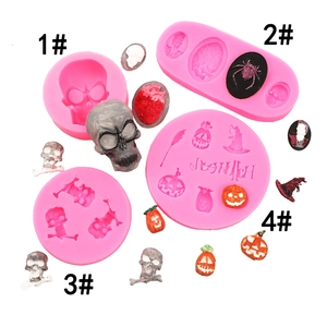 Halloween Silicone Mold Pumpkin Skull Ghost Witch Hat For Fondant Cake Decorating DIY Clay Resin Casting