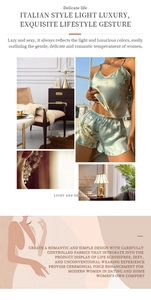 Close-up of silk pajama set featuring floral patterns and elegant lace trim details