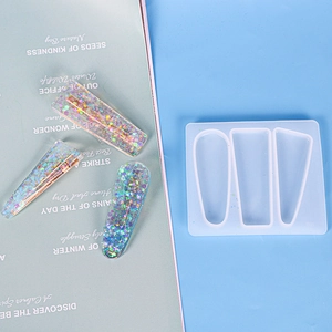 Molde de silicona para pinzas de pelo en resina con accesorios de purpurina azul