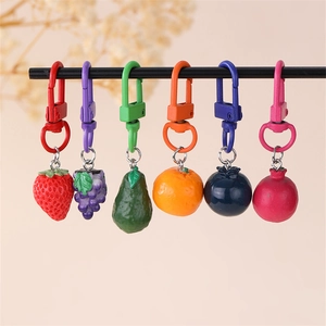 Cute fruit-shaped keychains with matching spring hooks in colorful resin finish