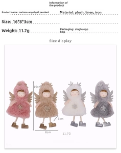 Size specifications for plush cartoon angel girl pendants with wings and deer horns