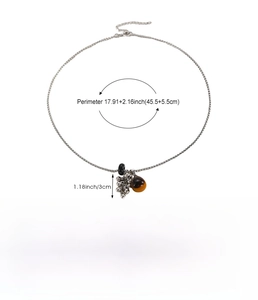 Detailed size specifications for the cluster bead pendant necklace with iron chain