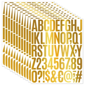 2-inch rainbow gold metallic alphabet and number stickers for DIY party gift decor