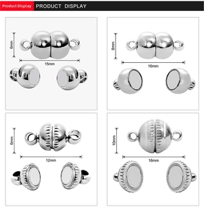 Detailed size specifications for silver cylindrical magnetic jewelry clasps and connectors