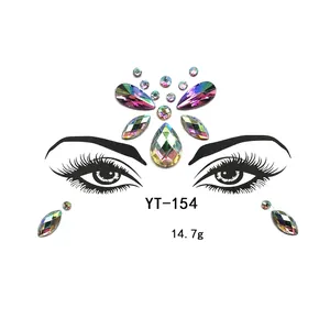 Detail of YT-154 face jewels set with holographic AB rhinestones and layout guide