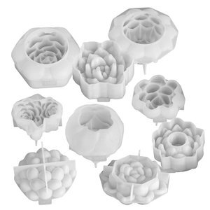 Translucent silicone mold set for succulent flower candles and DIY resin floral crafts