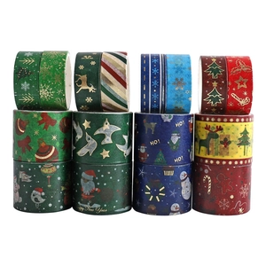 Set di nastri washi natalizi con lamina d'oro per agende e decorazioni di regali