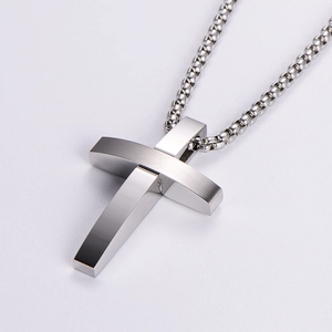 Minimalist silver stainless steel necklace with a classic cross pendant for men and women