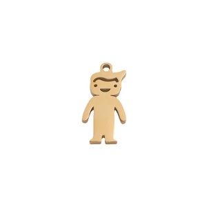 Polished titanium steel boy shaped pendant in gold finish for DIY jewelry making