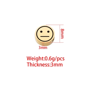Golden stainless steel emoji pendant 8mm round bead with 3mm thickness for DIY jewelry