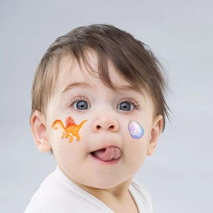 Glittery waterproof dinosaur temporary tattoo stickers for children on skin