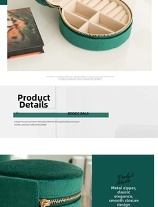 Macro detail of dark green velvet jewelry box with smooth golden metal zipper closure