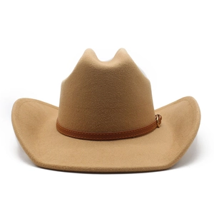 Detailed macro of western fedora wool felt texture and thin leather strap with buckle