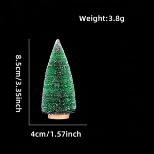 Miniature sisal Christmas tree with snow effect, wooden base, size 8.5cm by 4cm detail