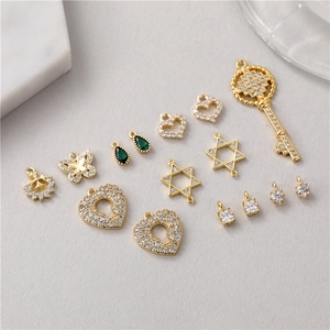 DIY Jewelry Charms Pendants 14K Gold Plated Copper Zircon Heart Butterfly Key Star For Necklace Bracelet Making