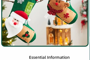 Detail of felt Christmas stockings with Santa and Reindeer hanging in a warm festive setting