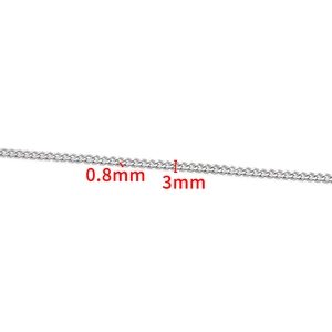 Détail de la chaîne gourmette en acier argenté de 3mm de large et 0,8mm d'épaisseur