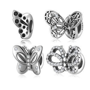 925 Sterling Silver Butterfly Dragonfly Spacer Beads Charms Cubic Zirconia For DIY Bracelet Necklace Jewelry Making
