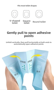Detailed view showing universal fit and adhesive design of waterproof disposable toilet covers
