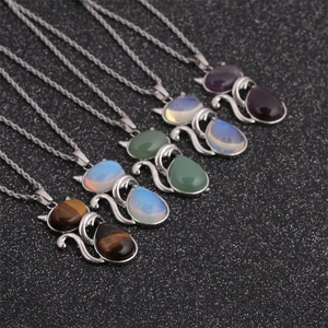 Cat Pendant Necklace Stainless Steel Alloy Inlaid Gemstone Animal Hip Hop Jewelry Vintage Style For Men Women