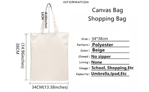 Detailed size chart for beige heart tote bag showing 34x38cm dimensions and handle length