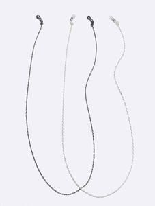 Fashionable non-slip metal eyewear chains in black and silver finishes for glasses