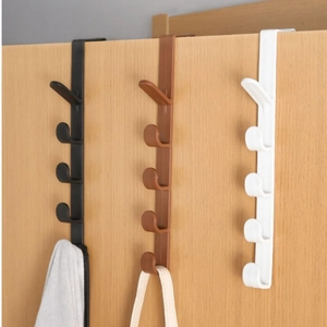 Over The Door Hooks Plastic Vertical Coat Rack Non-Drilling Closet Organizer For Bags Hats Clothes Multiple Hooks Minimalist Home Storage