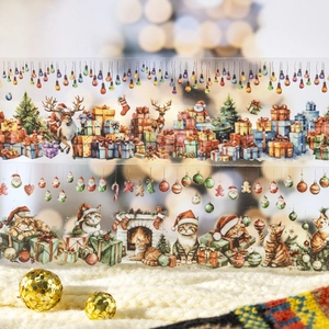Nastro in PET natalizio con Babbo Natale e renne per decorazioni fai-da-te