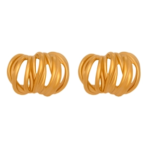 Modern 18k gold plated stainless steel pumpkin style multi-layered spiral earrings