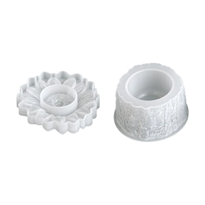 DIY sunflower and tree bark texture silicone mold set for resin candle holders