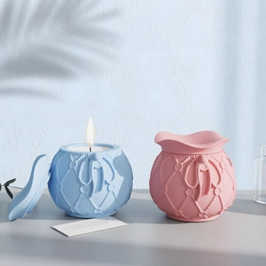 Spherical silicone jar molds featuring diamond relief patterns and bow tie details