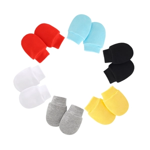 Pack of 6 pairs of soft cotton newborn anti-scratch mittens in assorted colors